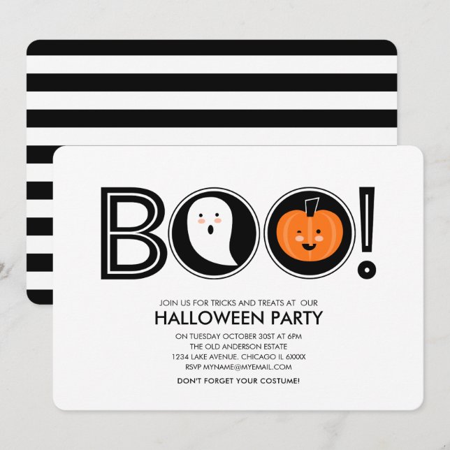 Boo! Inbjudan till halloween fest (Fram/baksida)