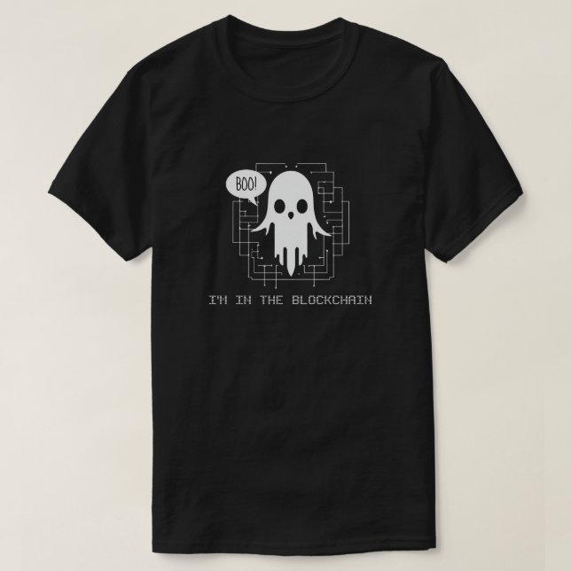 Boo! Jag är i Blockchain - Funny Crypto Ghost T Shirt (Design framsida)
