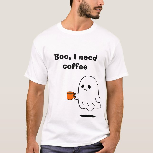 Boo jag behöver kaffe Rolig spök Grafisk T-shirt (Framsida)