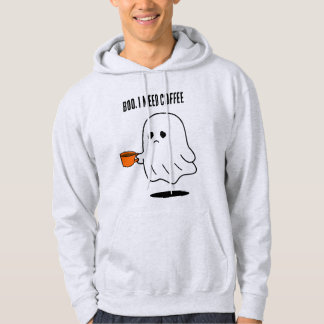 Boo jag behöver kaffe Roligt spöke Grafisk hoodie