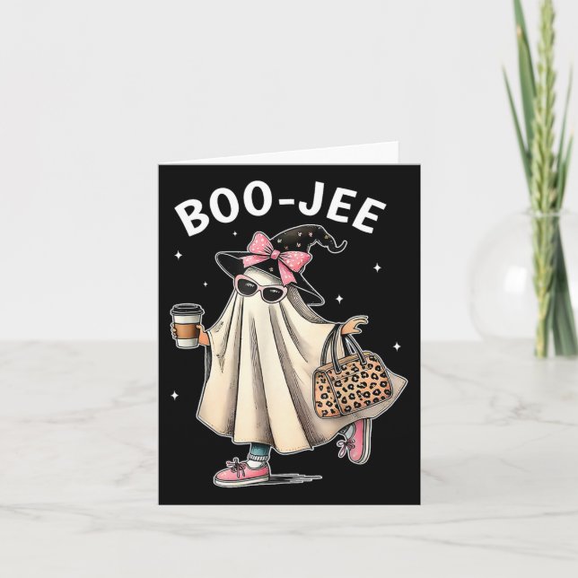 Boo-jee Costume Ghost Spooky Season Cute Halloween Kort (Framsida)