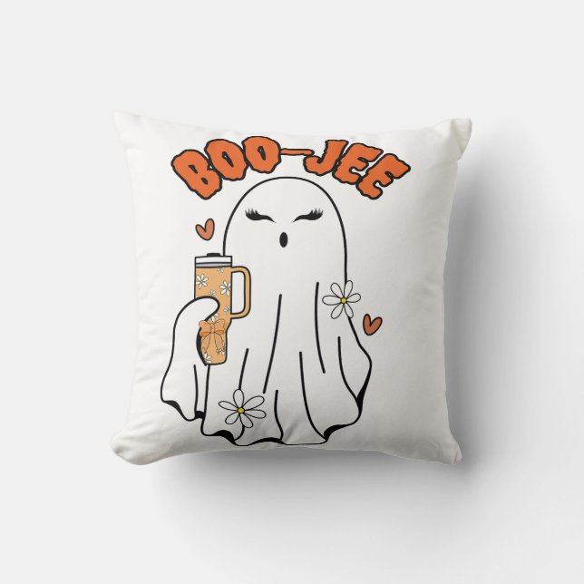 Boo-Jee Cute Halloween Ghost med 40oz Tumbler Kudde (Framsida)