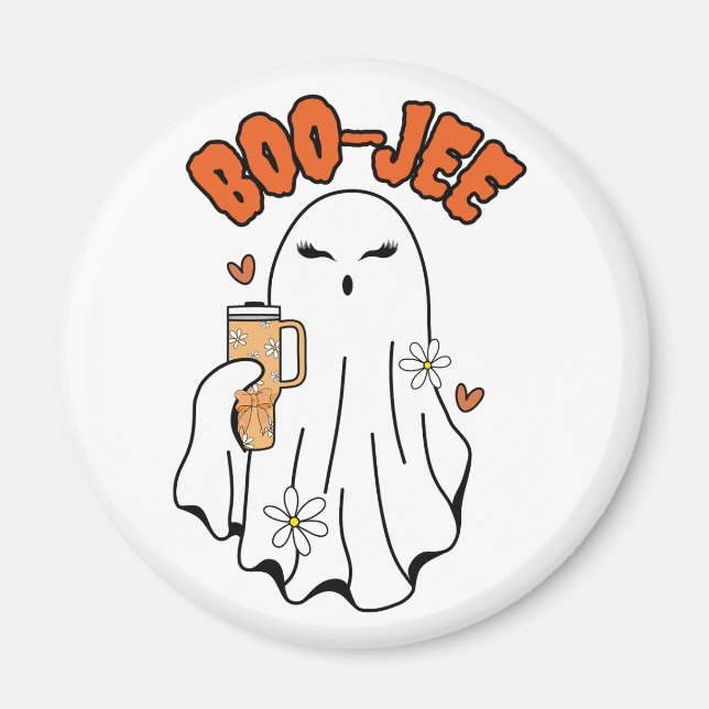 Boo-Jee Cute Halloween Ghost med 40oz Tumbler Magnet (Framsidan)