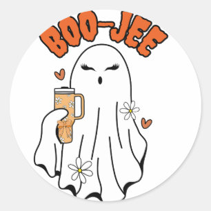 Boo-Jee Cute Halloween Ghost med 40oz Tumbler Runt Klistermärke