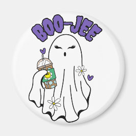 Boo-Jee Cute halloween Ghost med iserad kaffe Magnet