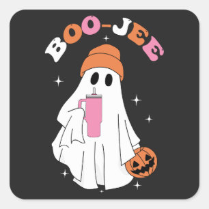 BOO JEE Funny Halloween Ghost Coffee Pumpkin Fyrkantigt Klistermärke
