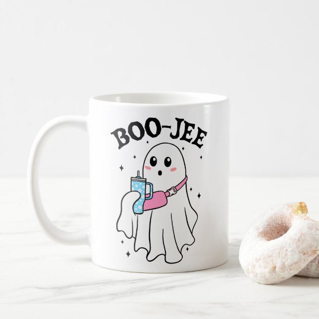 Boo Jee Funny Halloween Ghost Retro Kaffemugg (Med munk)