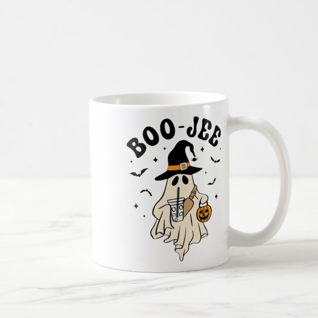 Boo Jee Ghost Cute Funny Halloween Kaffemugg (Höger)