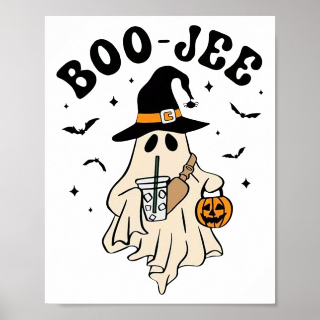 Boo Jee Ghost Cute Funny Halloween Poster (Framsidan)