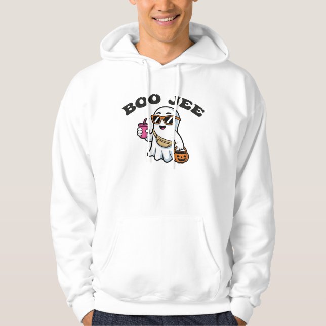 BOO-JEE Ghost – Funny Boujee Halloween Design Hoodie (Framsida)
