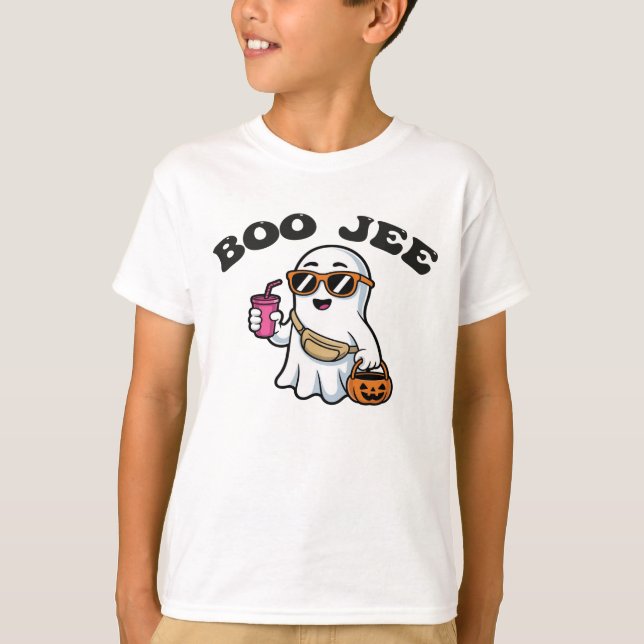 BOO-JEE Ghost – Funny Boujee Halloween Design T Shirt (Framsida)