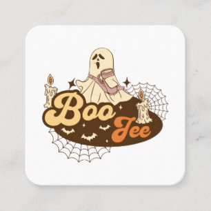 Boo-Jee Ghost Halloween roligt Fyrkantigt Visitkort