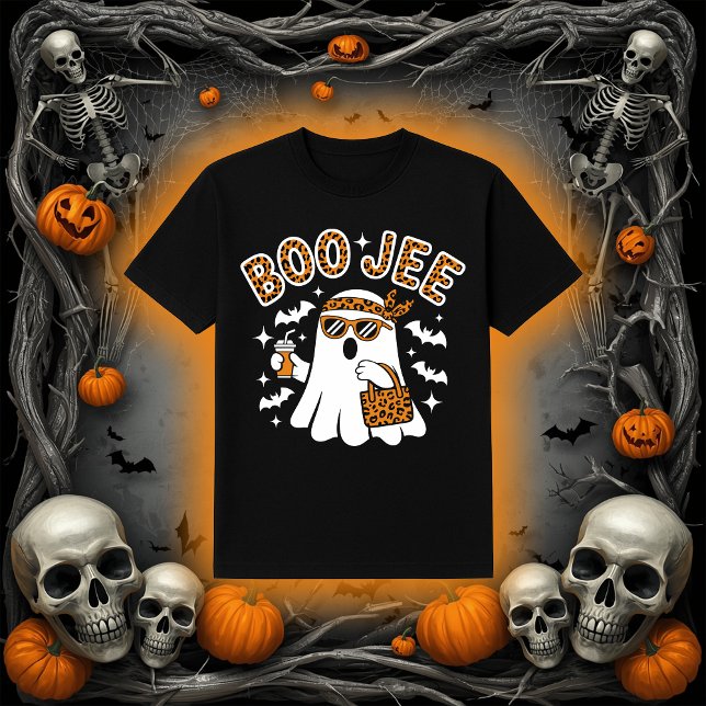 Boo-Jee Ghost | Trendig Leopard Print Halloween T Shirt (Skapare uppladdad)