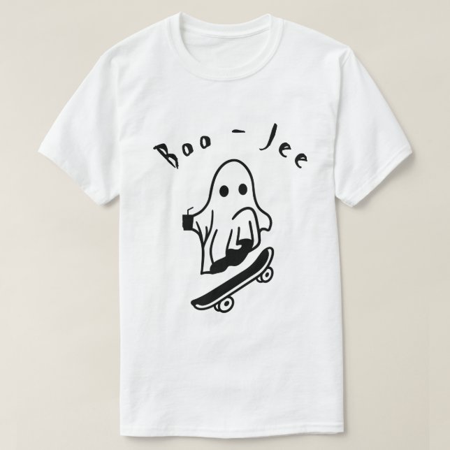 Boo Jee Halloween Ghost Coola Skating Spooky draw T Shirt (Design framsida)
