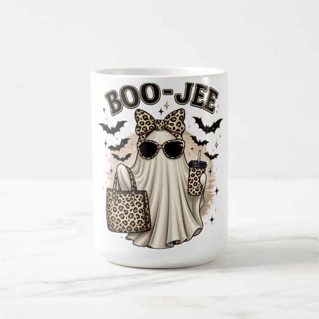 Boo-Jee Leopard Ghost Halloween-mugg Kaffemugg (Center)