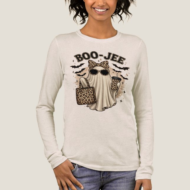 Boo-Jee Leopard Ghost Halloween T-shirt (Framsida)