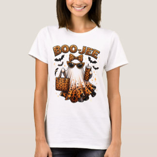 Boo Jee Leopard Print Ghost Halloween Kaffe Konst T Shirt