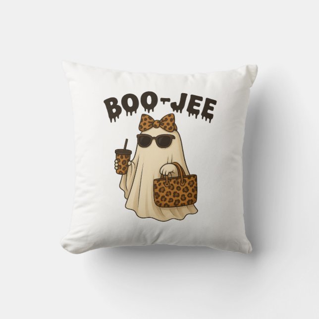 BOO-JEE Leopard Print Ghost Throw Pillow  Kudde (Framsida)