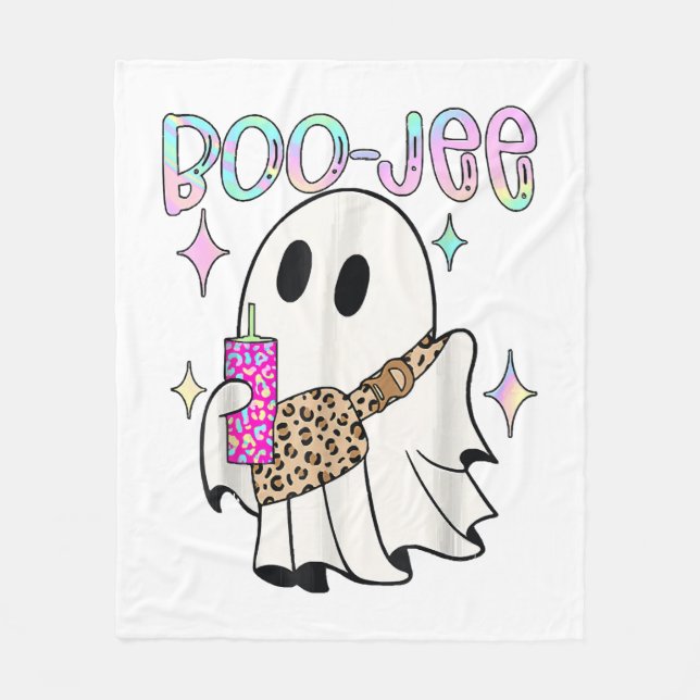 Boo Jee Rolig Halloween Spöke Fleecefilt (Framsidan)