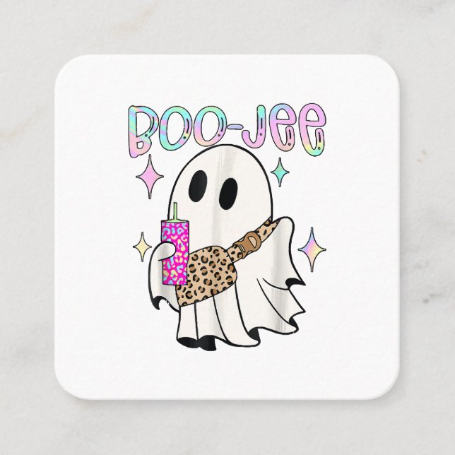 Boo Jee Roligt Halloween Spöke Fyrkantigt Visitkort (Framsida)