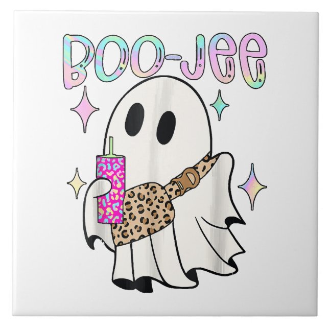 Boo Jee Roligt Halloween Spöke Kakelplatta (Framsidan)