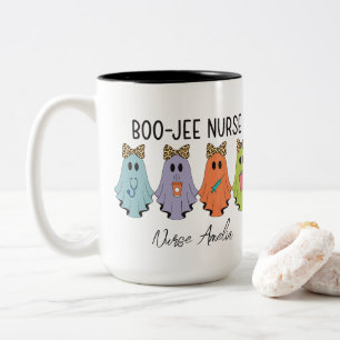 Boo-Jee Sjuksköterska Halloween Spöke Personligt N Två-Tonad Mugg