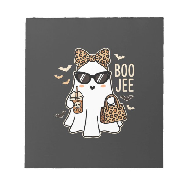 Boo Jee Söt Spöke Halloween Leopard Design_1 Anteckningsblock (Framsida)