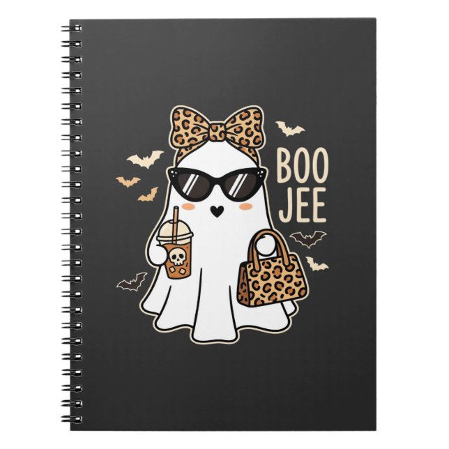 Boo Jee Söt Spöke Halloween Leopard Design_1 Anteckningsbok (Framsidan)