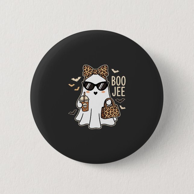 Boo Jee Söt Spöke Halloween Leopard Design_1 Knapp (Framsida)