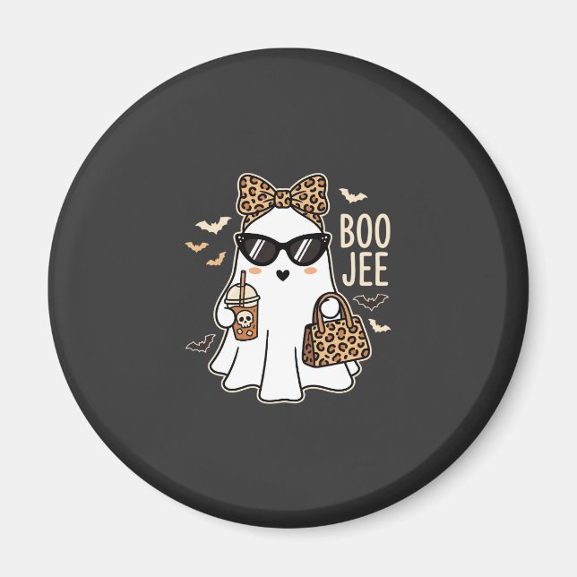 Boo Jee Söt Spöke Halloween Leopard Design_1 Magnet (Framsidan)