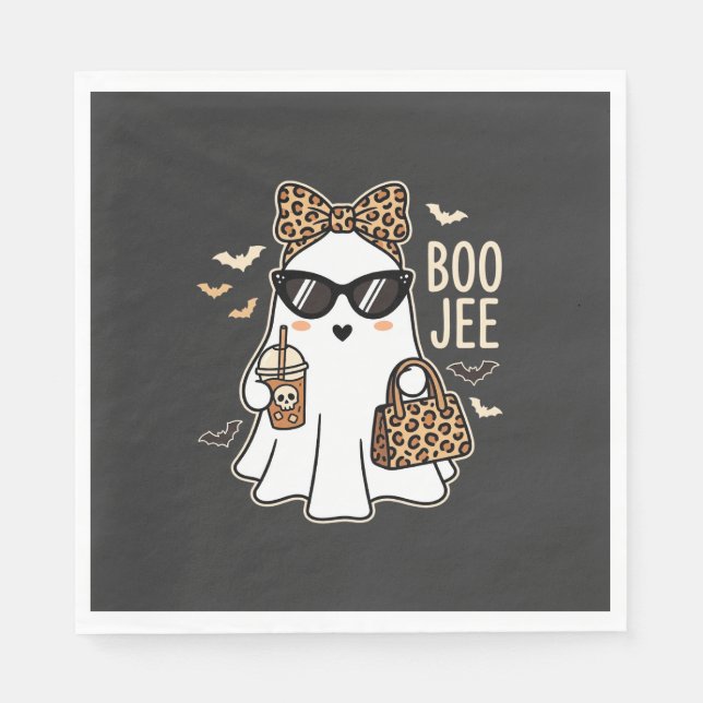 Boo Jee Söt Spöke Halloween Leopard Design_1 Pappersservett (Framsidan)