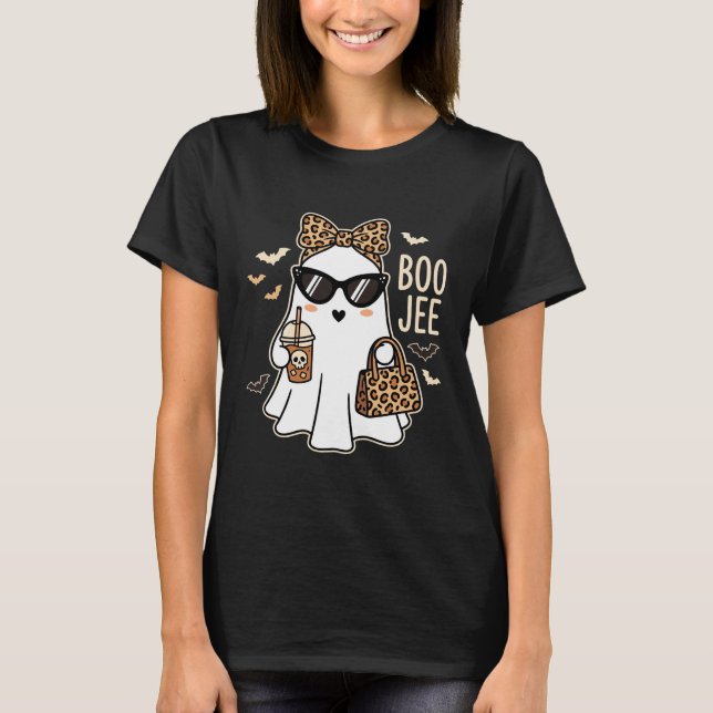 Boo Jee Söt Spöke Halloween Leopard Design_1 T Shirt (Framsida)