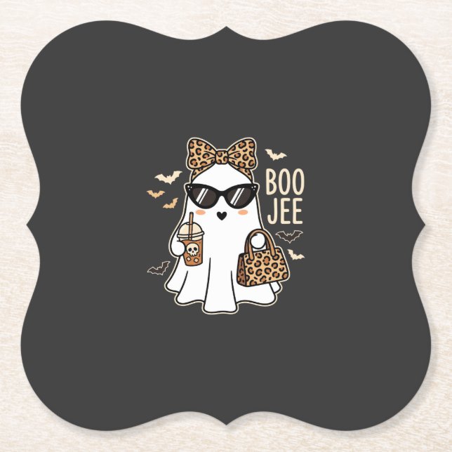 Boo Jee Söt Spöke Halloween Leopard Design_1 Underlägg Papper (Framsida)
