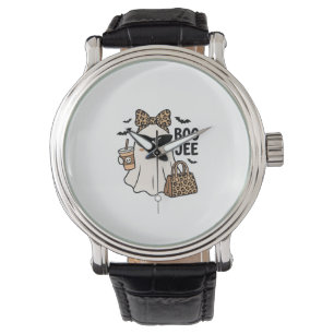 Boo Jee Spök Halloween Leopard Slöja Vektor Design Armbandsur