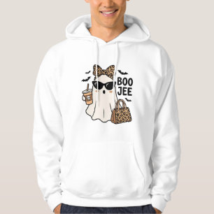 Boo Jee Spök Halloween Leopard Slöja Vektor Design Hoodie