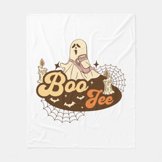 Boo-Jee spök Halloween rolig Fleecefilt (Framsidan)