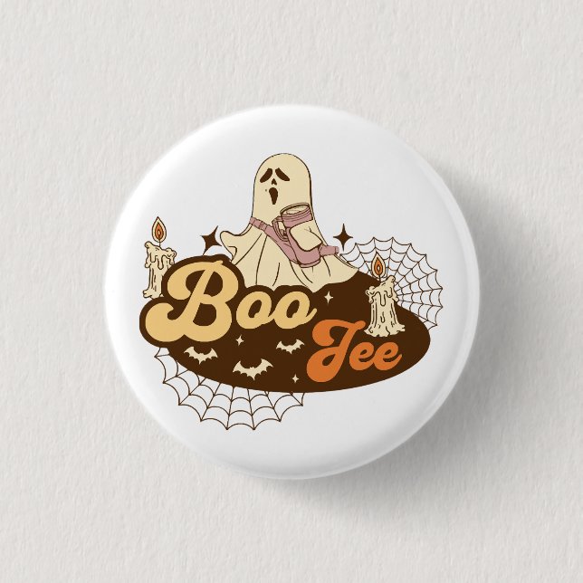 Boo-Jee spök Halloween rolig Knapp (Framsida)