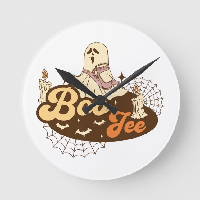 Boo-Jee spök Halloween rolig Rund Klocka (Framsida)