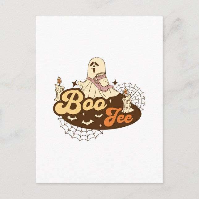 Boo-Jee spök Halloween rolig Vykort (Framsida)