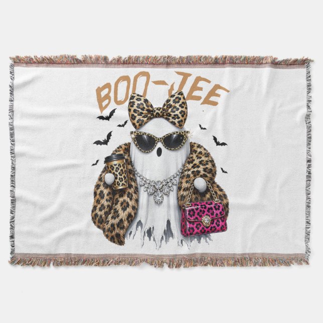 Boo-JEE Spök Leopard Coquette Halloween Filt (Framsidan)