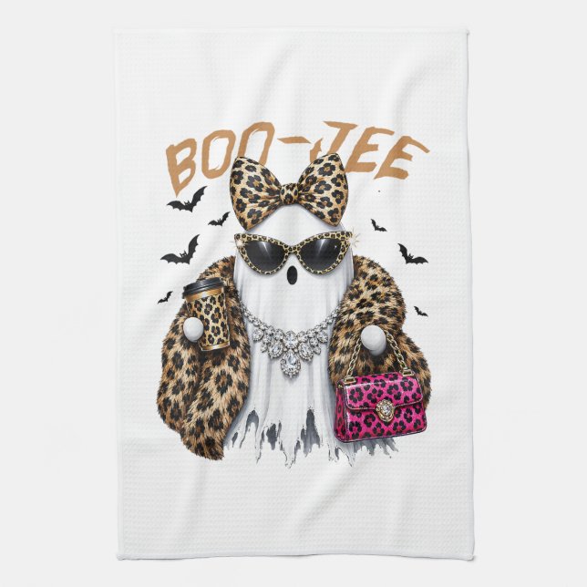 Boo-JEE Spök Leopard Coquette Halloween Kökshandduk (Vertikal)