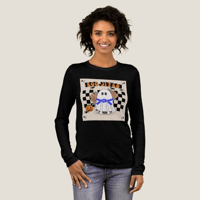 Boo Jitsu Checkerboard Halloween T Shirt (Hel framsida)