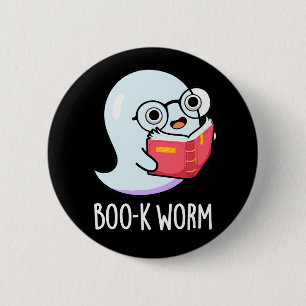 Boo-k Mask Funny Bookworm Ghost Pun Mörk BG Knapp