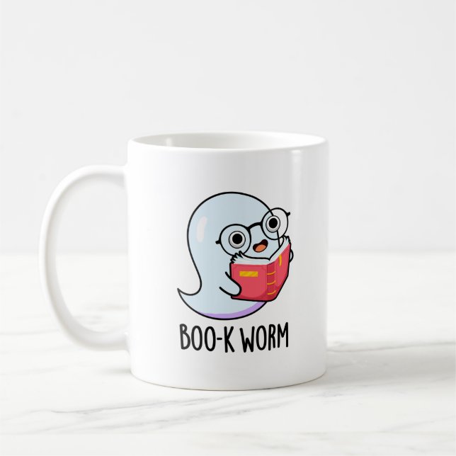 Boo-k Mask Funny Halloween Bookworm Ghost Pun Kaffemugg (Vänster)