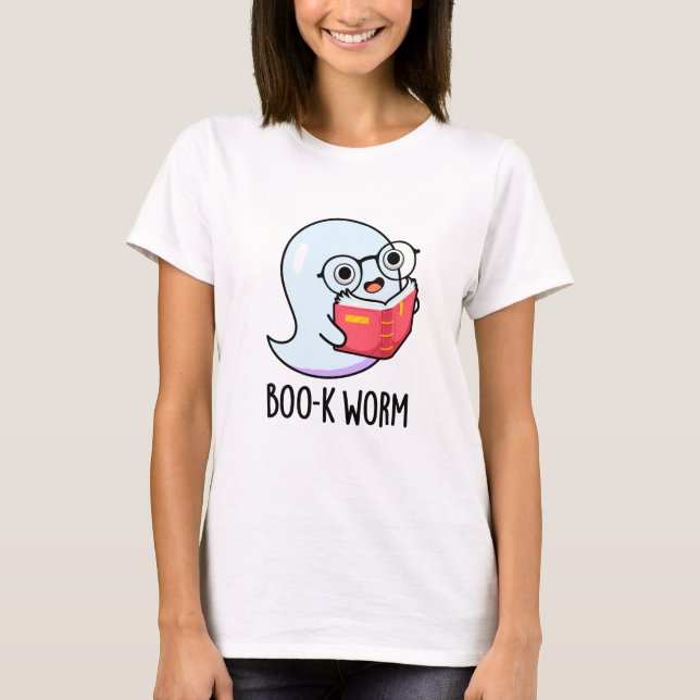 Boo-k Mask Funny Halloween Bookworm Ghost Pun T Shirt (Framsida)