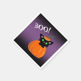 BOO! Katt i en Pumpkin Halloween Pappra Napkins Pappersservett