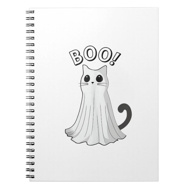 Boo Kattunge Cute Ghost Cat Halloween Spooky Kitte Anteckningsbok (Framsidan)