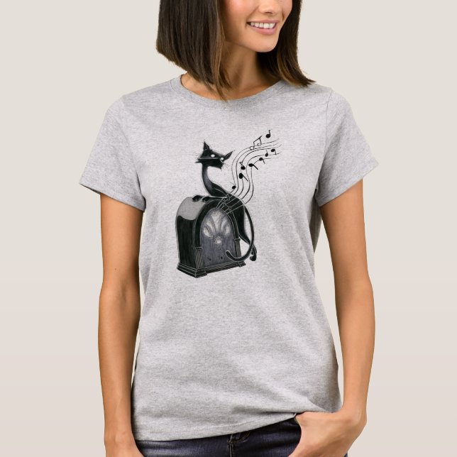 Boo Kattunge har musiken T Shirt (Framsida)