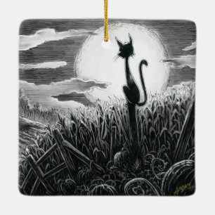 Boo Kattunge i Moonlight Ceramic Ornament