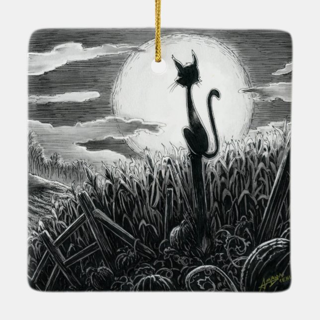 Boo Kattunge i Moonlight Ceramic Ornament (Baksida)